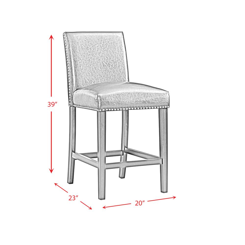 Pia Faux Leather Counter Height Side Chair Set in Black