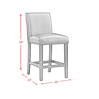 Pia Faux Leather Counter Height Side Chair Set in Black