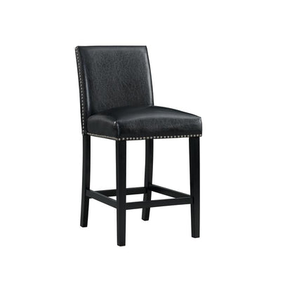 Pia Faux Leather Counter Height Side Chair Set in Black