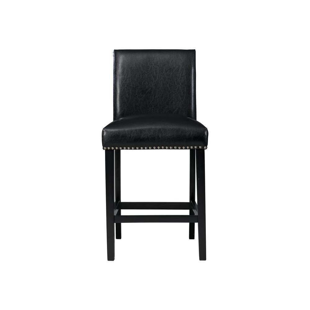 Pia Faux Leather Counter Height Side Chair Set in Black