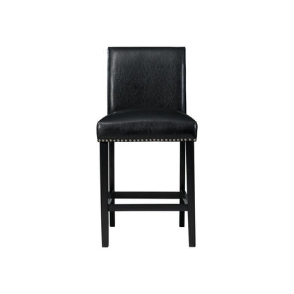 Pia Faux Leather Counter Height Side Chair Set in Black