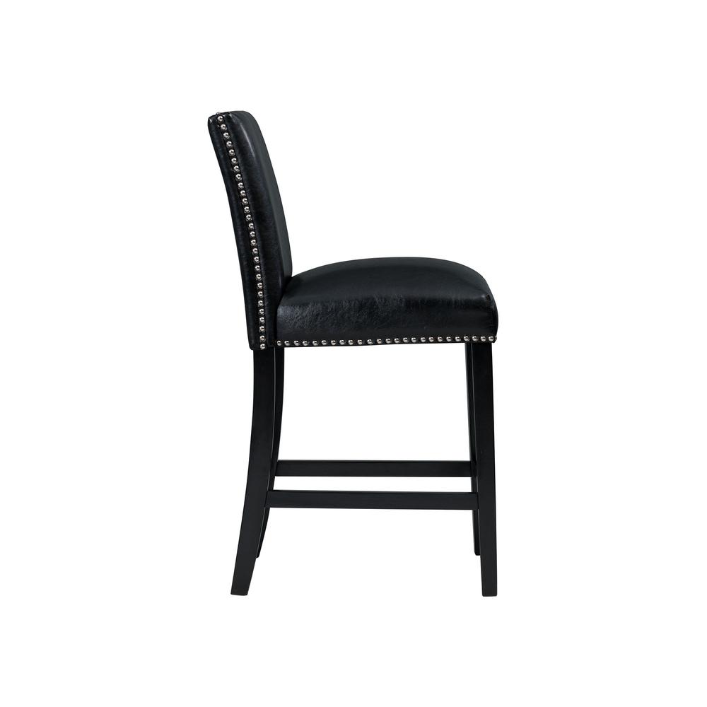 Pia Faux Leather Counter Height Side Chair Set in Black
