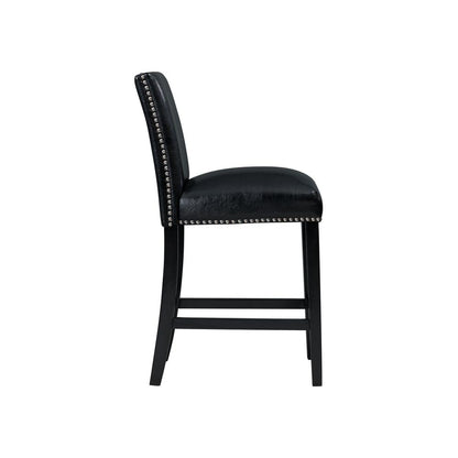 Pia Faux Leather Counter Height Side Chair Set in Black