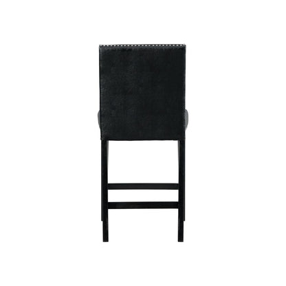 Pia Faux Leather Counter Height Side Chair Set in Black