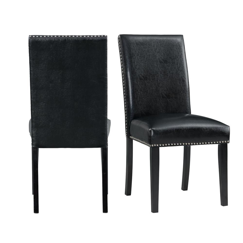 Pia Faux Leather Side Chair Set in Black