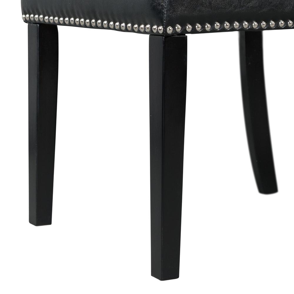 Pia Faux Leather Side Chair Set in Black