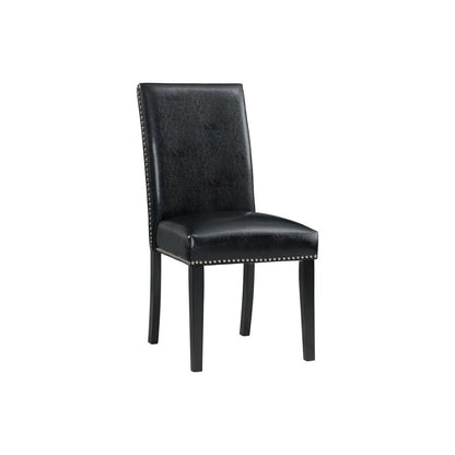 Pia Faux Leather Side Chair Set in Black