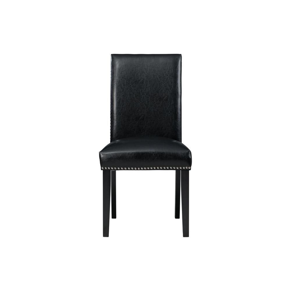 Pia Faux Leather Side Chair Set in Black