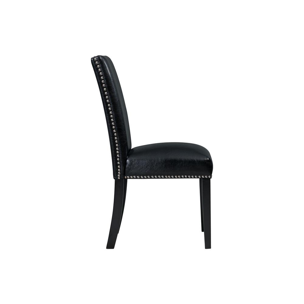 Pia Faux Leather Side Chair Set in Black