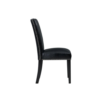 Pia Faux Leather Side Chair Set in Black