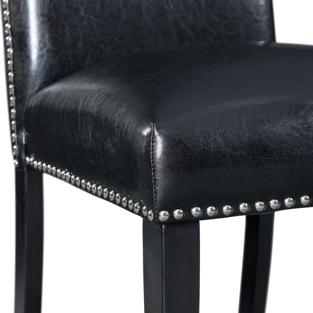 Pia Faux Leather Side Chair Set in Black