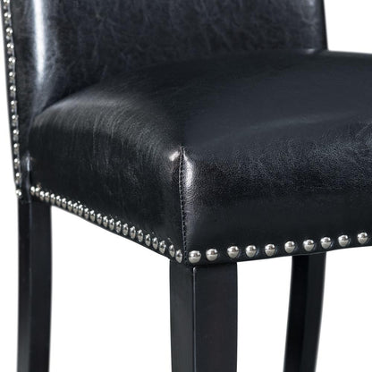 Pia Faux Leather Side Chair Set in Black