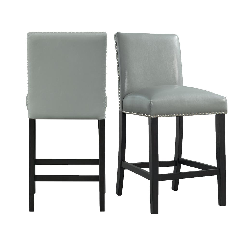 Pia Faux Leather Counter Height Side Chair Set in Grey