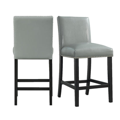 Pia Faux Leather Counter Height Side Chair Set in Grey
