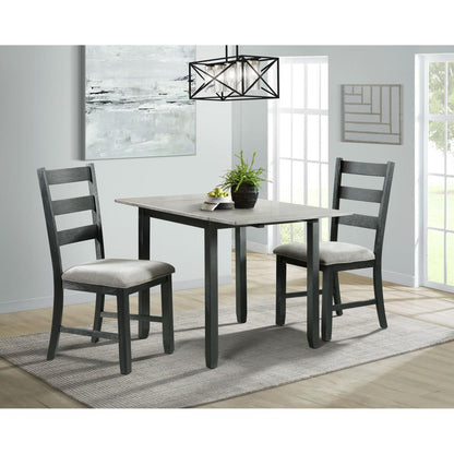 Tuttle 3PC Drop Leaf Dining Set in Gray-Table & Two Chairs