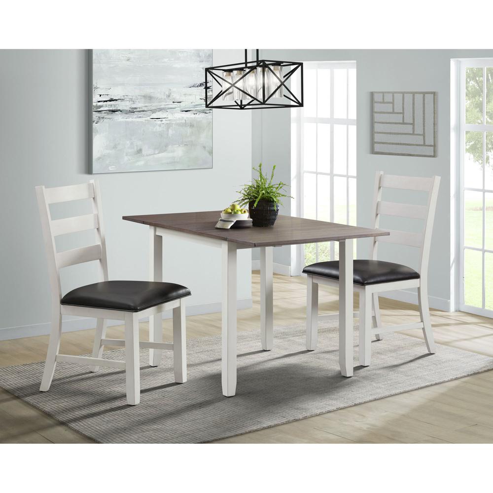 Tuttle 3PC Drop Leaf Dining Set in Brown-Table & Two Chairs
