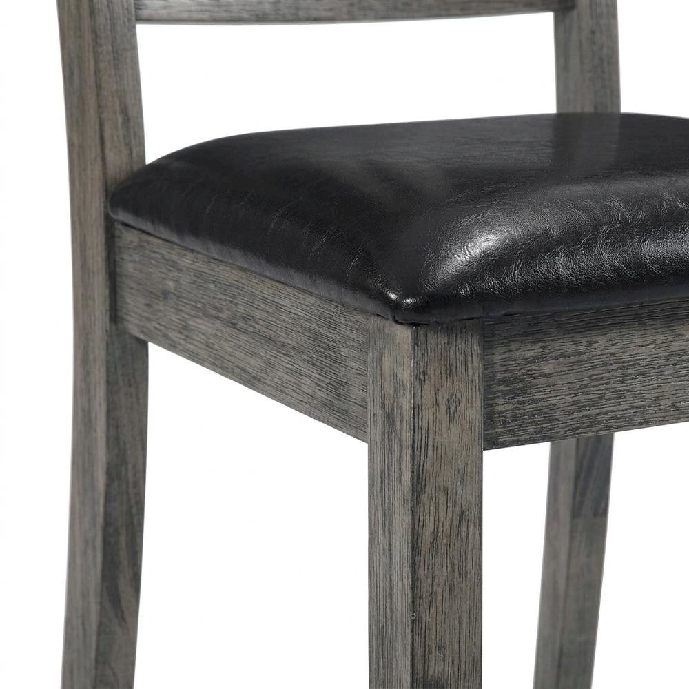 Farmhouse Fan Back Dining Chair with Polyurethane Upholstered Seat, Grey Oak
