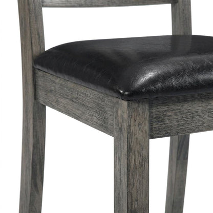 Farmhouse Fan Back Dining Chair with Polyurethane Upholstered Seat, Grey Oak