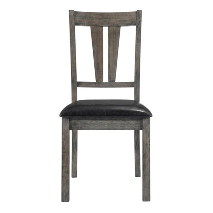 Farmhouse Fan Back Dining Chair with Polyurethane Upholstered Seat, Grey Oak