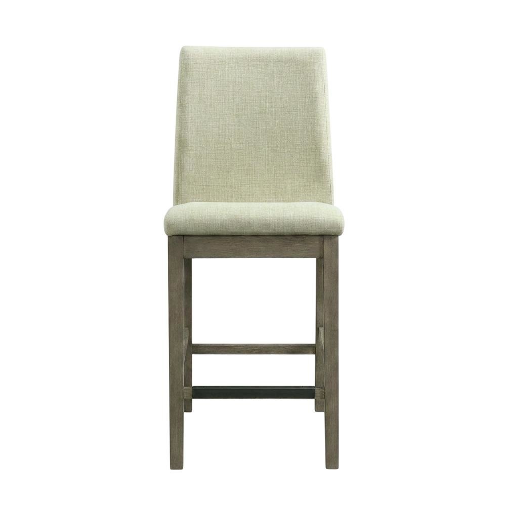 Polyester-Upholstered Counter Stool with Back, Transitional Bar Stools, Grey