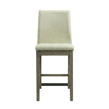 Polyester-Upholstered Counter Stool with Back, Transitional Bar Stools, Grey