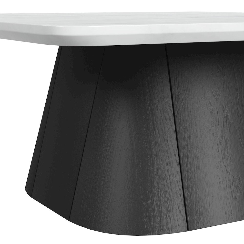 Yuri 2PC Occasional Table Set in White and Black-Coffee Table & End Table