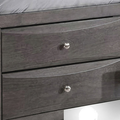Okoume Veneer King Storage Bed Frame with Drawers and Headboard, Gray