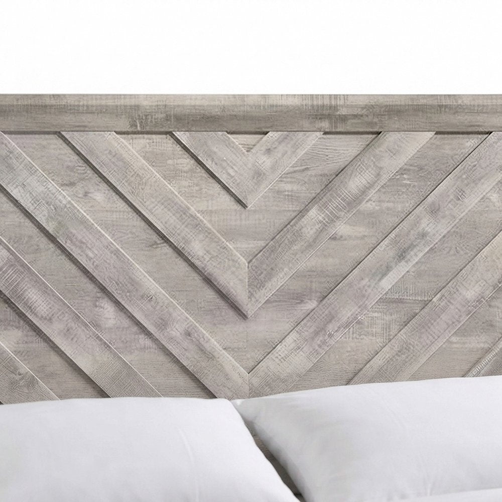 Full Size Wood Panel Bed Frame with Tall Headboard, Farmhouse Style, White