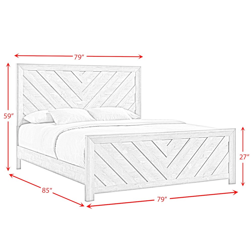 Ashford King Panel 3PC Bedroom Set in White
