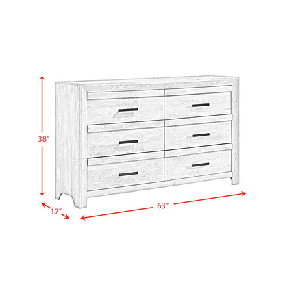 Keely 6-Drawer Dresser in White