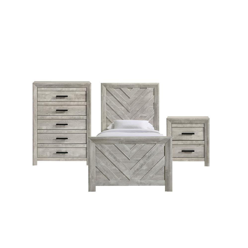 Keely Twin Panel 3PC Bedroom Set in White
