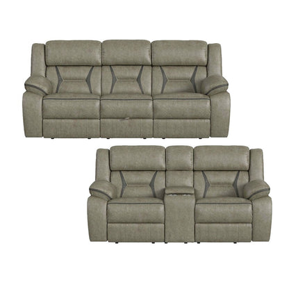 Kaoru 2PC Living Room Set in Corral Grey-Sofa & Loveseat