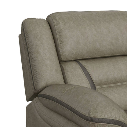 Kaoru Motion Loveseat with Console in Corral Grey