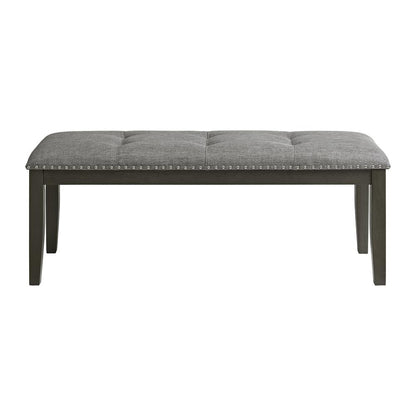 Eve Bench w/ Grey Fabric and Nail Heads in Charcoal