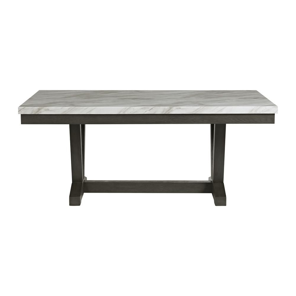 Eve Dining Table w/ White Faux Marble Top in Charcoal