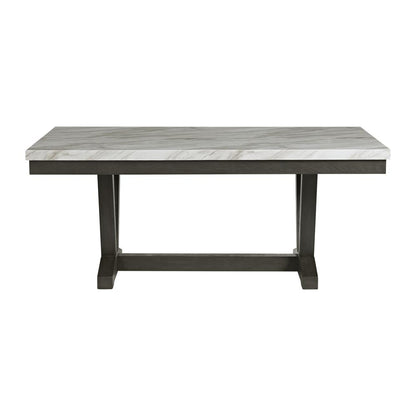 Eve Dining Table w/ White Faux Marble Top in Charcoal