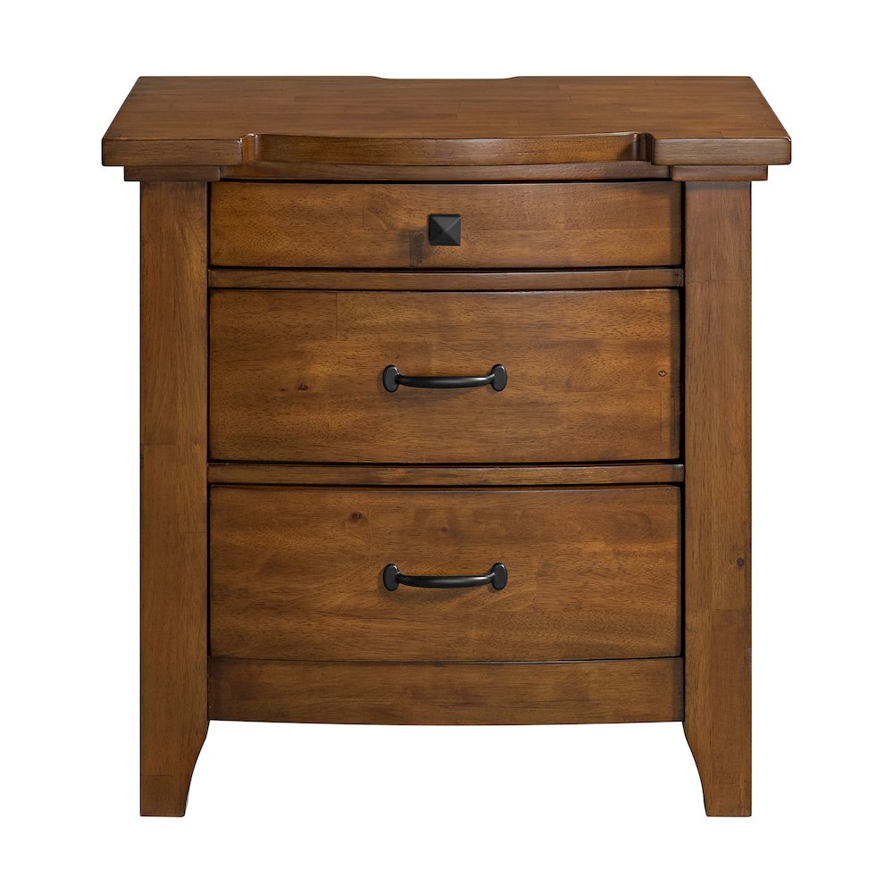 Joseph 3-Drawer Nightstand with USB and Power in Chestnut