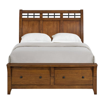 Joseph Queen Sleigh Storage Bed in Chestnut