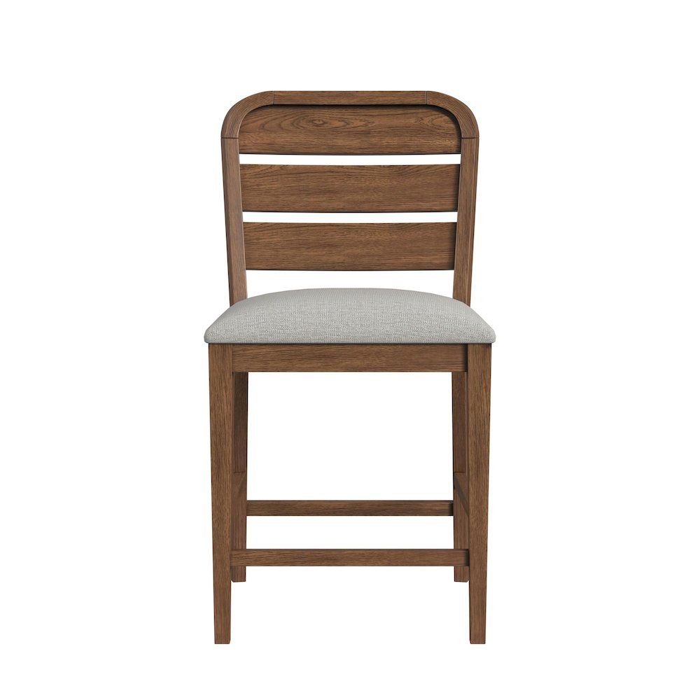Thorin Counter Chair with Light Grey Fabric in Brown