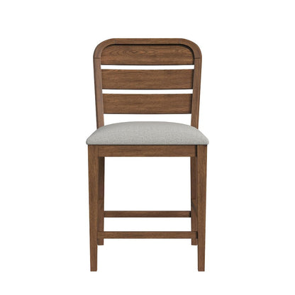 Thorin Counter Chair with Light Grey Fabric in Brown