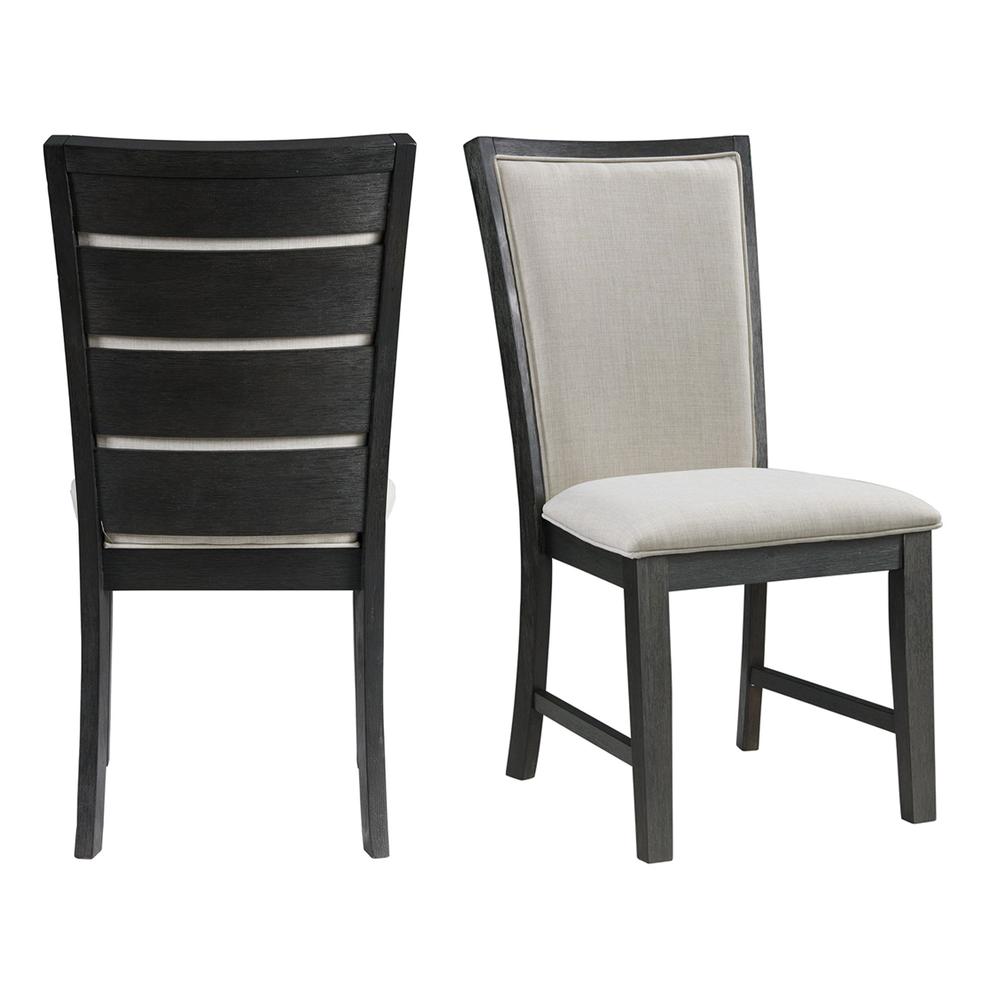 Jasper Dining Slat Back Side Chair Set in Black