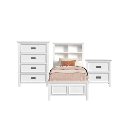 Hampton Kids Twin Bookcase 3PC Bedroom Set in White