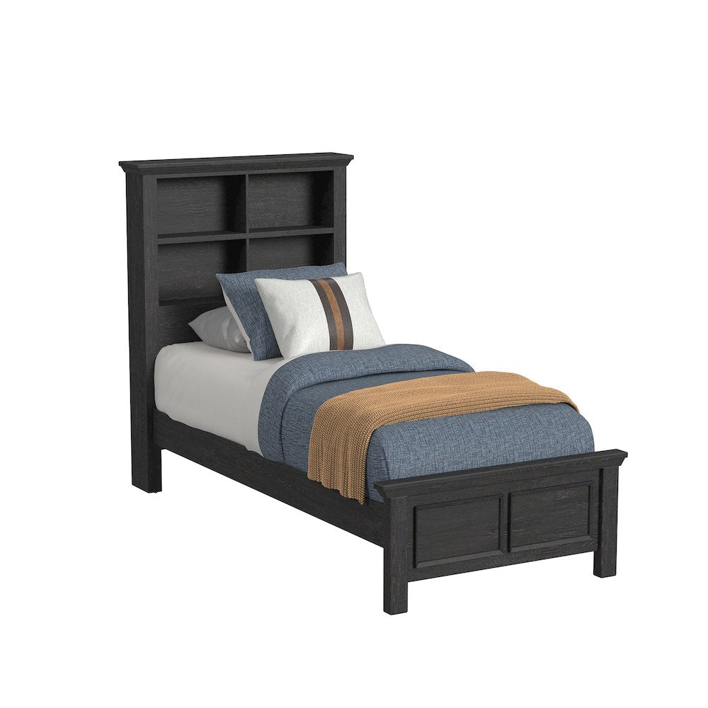 Hampton Kids Twin Bookcase 5PC Bedroom Set in Charcoal
