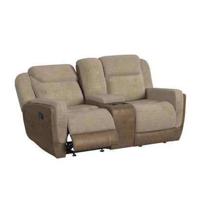 Hornet Motion Glider Loveseat with Console in Rancho Beige