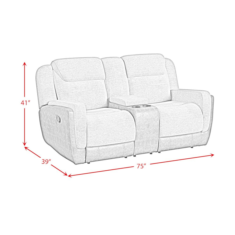 Hornet Motion Glider Loveseat with Console in Rancho Beige