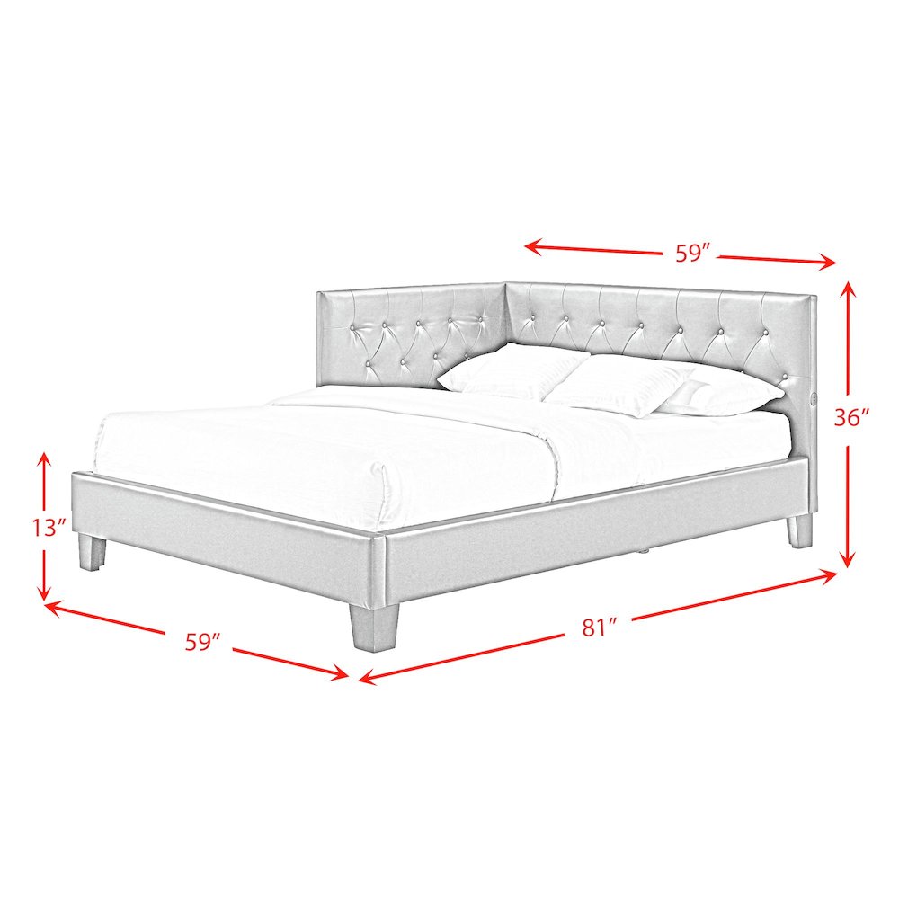Mirage Corner Full Bed in Brown PU