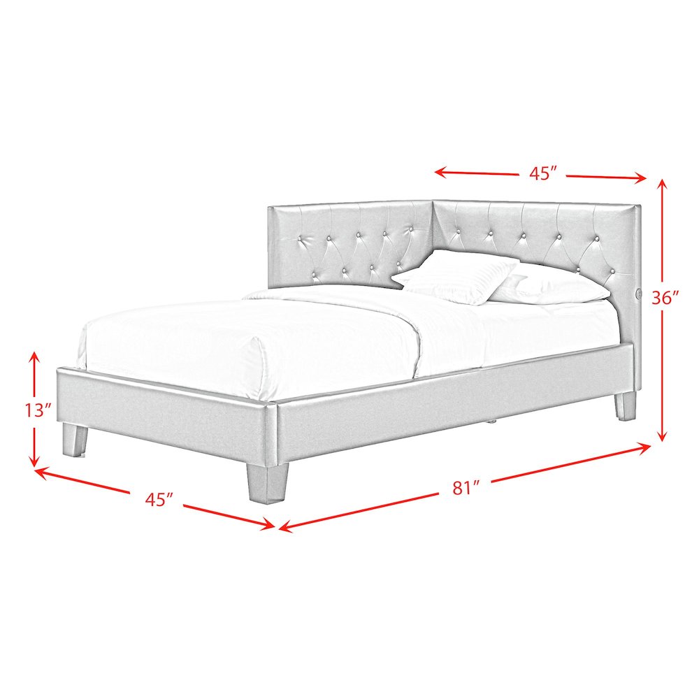 Mirage Corner Twin Bed in Brown PU