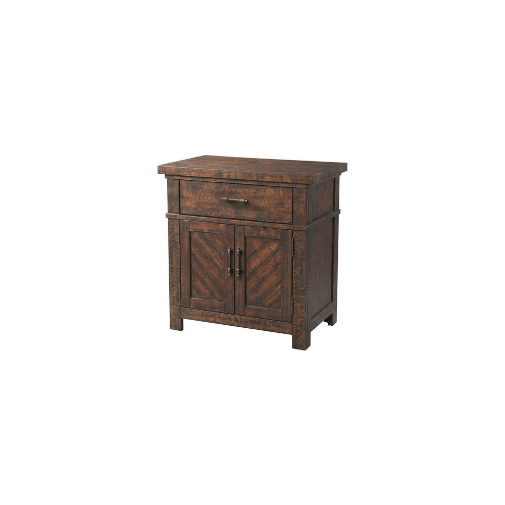 Brown 2-Drawer Wood Nightstand with Modern Design for Bedroom Storage