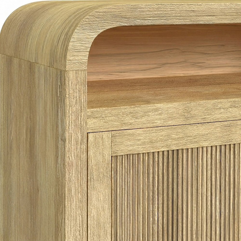 MDF Electric Fireplace TV Stand with Dual Cabinets and Mantel, Natural