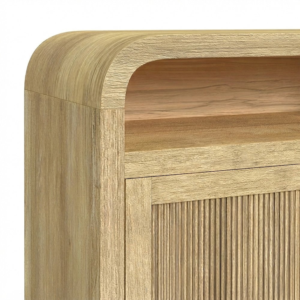 MDF Electric Fireplace TV Stand with Dual Cabinets and Mantel, Natural